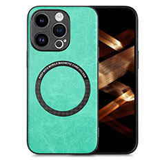 Soft Silicone Gel Leather Snap On Case Cover with Magnetic S02D for Apple iPhone 14 Pro Max Green