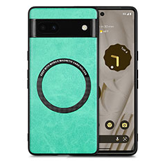 Soft Silicone Gel Leather Snap On Case Cover with Magnetic S02D for Google Pixel 6a 5G Green