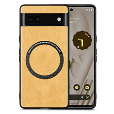 Soft Silicone Gel Leather Snap On Case Cover with Magnetic S02D for Google Pixel 6a 5G Yellow