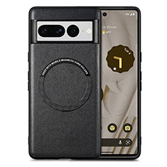 Soft Silicone Gel Leather Snap On Case Cover with Magnetic S02D for Google Pixel 7 Pro 5G Black