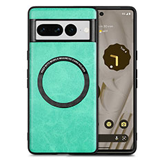 Soft Silicone Gel Leather Snap On Case Cover with Magnetic S02D for Google Pixel 7 Pro 5G Green