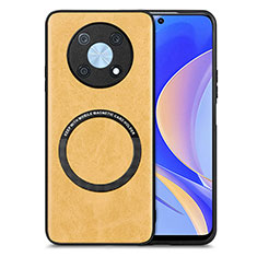 Soft Silicone Gel Leather Snap On Case Cover with Magnetic S02D for Huawei Enjoy 50 Pro Yellow