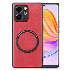 Soft Silicone Gel Leather Snap On Case Cover with Magnetic S02D for Huawei Honor 80 SE 5G Red