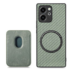 Soft Silicone Gel Leather Snap On Case Cover with Magnetic S03D for Huawei Honor 80 SE 5G Green