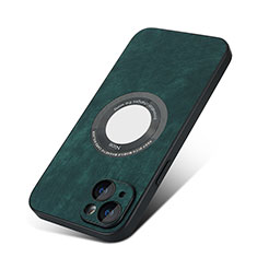 Soft Silicone Gel Leather Snap On Case Cover with Magnetic S07D for Apple iPhone 14 Green