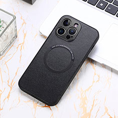 Soft Silicone Gel Leather Snap On Case Cover with Magnetic S11D for Apple iPhone 14 Pro Black