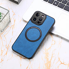 Soft Silicone Gel Leather Snap On Case Cover with Magnetic S11D for Apple iPhone 14 Pro Blue