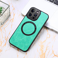Soft Silicone Gel Leather Snap On Case Cover with Magnetic S11D for Apple iPhone 14 Pro Green