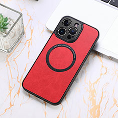 Soft Silicone Gel Leather Snap On Case Cover with Magnetic S11D for Apple iPhone 14 Pro Red