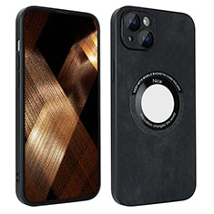 Soft Silicone Gel Leather Snap On Case Cover with Magnetic S14D for Apple iPhone 14 Plus Black