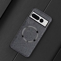 Soft Silicone Gel Leather Snap On Case Cover with Magnetic TB1 for Google Pixel 7 Pro 5G Black