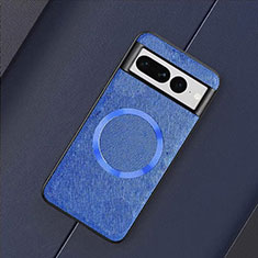 Soft Silicone Gel Leather Snap On Case Cover with Magnetic TB1 for Google Pixel 7 Pro 5G Blue