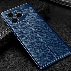 Soft Silicone Gel Leather Snap On Case Cover WL1 for Huawei Honor 60 SE 5G Blue