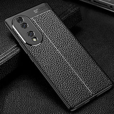 Soft Silicone Gel Leather Snap On Case Cover WL1 for Huawei Honor 70 5G Black