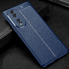 Soft Silicone Gel Leather Snap On Case Cover WL1 for Huawei Honor 70 5G Blue