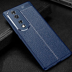 Soft Silicone Gel Leather Snap On Case Cover WL1 for Huawei Honor 70 Pro+ Plus 5G Blue