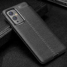 Soft Silicone Gel Leather Snap On Case Cover WL1 for OnePlus 9 5G Black