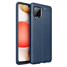 Soft Silicone Gel Leather Snap On Case Cover WL1 for Samsung Galaxy A42 5G Blue