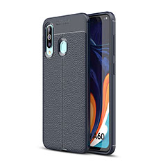 Soft Silicone Gel Leather Snap On Case Cover WL1 for Samsung Galaxy A60 Blue