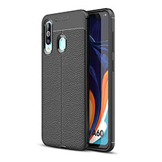 Soft Silicone Gel Leather Snap On Case Cover WL1 for Samsung Galaxy M40 Black