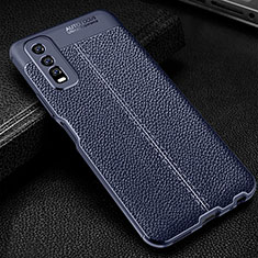 Soft Silicone Gel Leather Snap On Case Cover WL1 for Vivo iQOO U1 Blue
