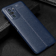 Soft Silicone Gel Leather Snap On Case Cover WL1 for Xiaomi Poco F3 5G Blue