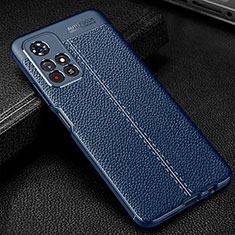 Soft Silicone Gel Leather Snap On Case Cover WL1 for Xiaomi Poco M4 Pro 5G Blue