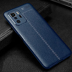 Soft Silicone Gel Leather Snap On Case Cover WL1 for Xiaomi Redmi Note 10 Pro 5G Blue