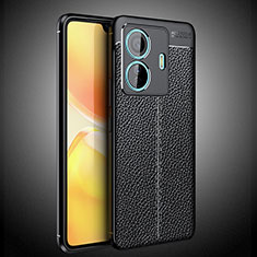 Soft Silicone Gel Leather Snap On Case Cover WL2 for Vivo iQOO Z6 Pro 5G Black