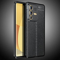 Soft Silicone Gel Leather Snap On Case Cover WL2 for Vivo V23 Pro 5G Black