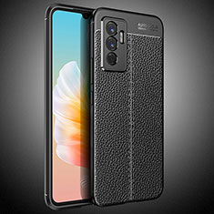 Soft Silicone Gel Leather Snap On Case Cover WL2 for Vivo V23e 5G Black