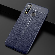 Soft Silicone Gel Leather Snap On Case Cover WL2 for Vivo Y19 Blue