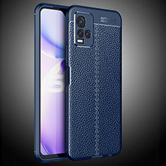 Soft Silicone Gel Leather Snap On Case Cover WL2 for Vivo Y21s Blue