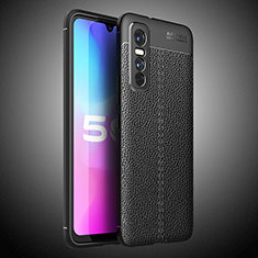 Soft Silicone Gel Leather Snap On Case Cover WL2 for Vivo Y73s 5G Black