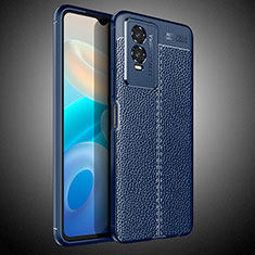 Soft Silicone Gel Leather Snap On Case Cover WL2 for Vivo Y76s 5G Blue