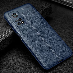 Soft Silicone Gel Leather Snap On Case Cover WL2 for Xiaomi Mi 10T 5G Blue