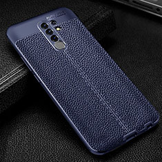 Soft Silicone Gel Leather Snap On Case Cover WL2 for Xiaomi Poco M2 Blue