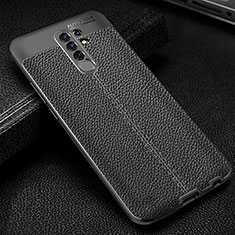 Soft Silicone Gel Leather Snap On Case Cover WL2 for Xiaomi Redmi 9 Prime India Black