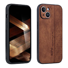 Soft Silicone Gel Leather Snap On Case Cover YZ1 for Apple iPhone 16 Pro Brown