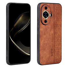 Soft Silicone Gel Leather Snap On Case Cover YZ1 for Huawei Nova 11 Brown