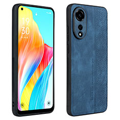 Soft Silicone Gel Leather Snap On Case Cover YZ1 for Oppo A78 4G Blue