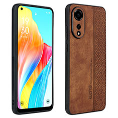 Soft Silicone Gel Leather Snap On Case Cover YZ1 for Oppo A78 4G Brown