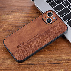 Soft Silicone Gel Leather Snap On Case Cover YZ2 for Apple iPhone 15 Pro Brown