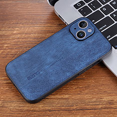 Soft Silicone Gel Leather Snap On Case Cover YZ2 for Apple iPhone 15 Pro Max Blue