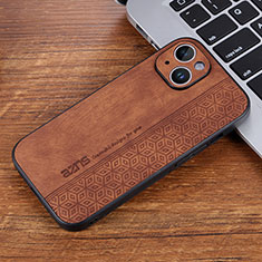 Soft Silicone Gel Leather Snap On Case Cover YZ2 for Apple iPhone 15 Pro Max Brown