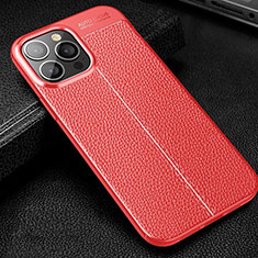 Soft Silicone Gel Leather Snap On Case Cover Z01 for Apple iPhone 13 Pro Red