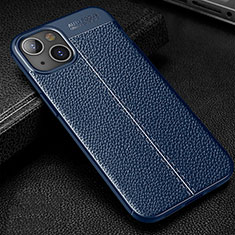 Soft Silicone Gel Leather Snap On Case Cover Z01 for Apple iPhone 14 Blue