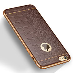 Soft Silicone Gel Leather Snap On Case for Apple iPhone 6S Plus Brown