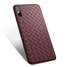 Soft Silicone Gel Leather Snap On Case for Apple iPhone Xs Max Brown