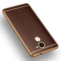 Soft Silicone Gel Leather Snap On Case for Huawei Enjoy 7 Plus Brown